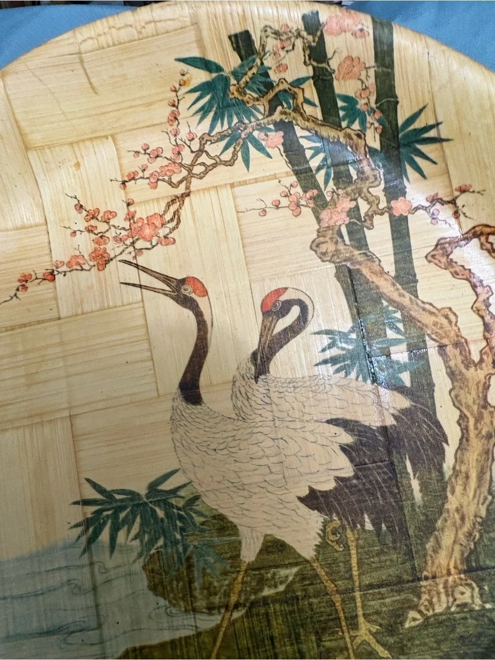 Vintage Bamboo Plate Specialist “Plume and Crane”  Collectible Plate set of 3